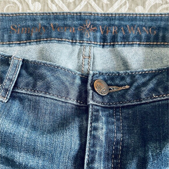 Simply Vera Wang Jean Pants Women 6 Blue Skinny Mid Rise 5 Pocket Casual Comfy - Picture 3 of 12